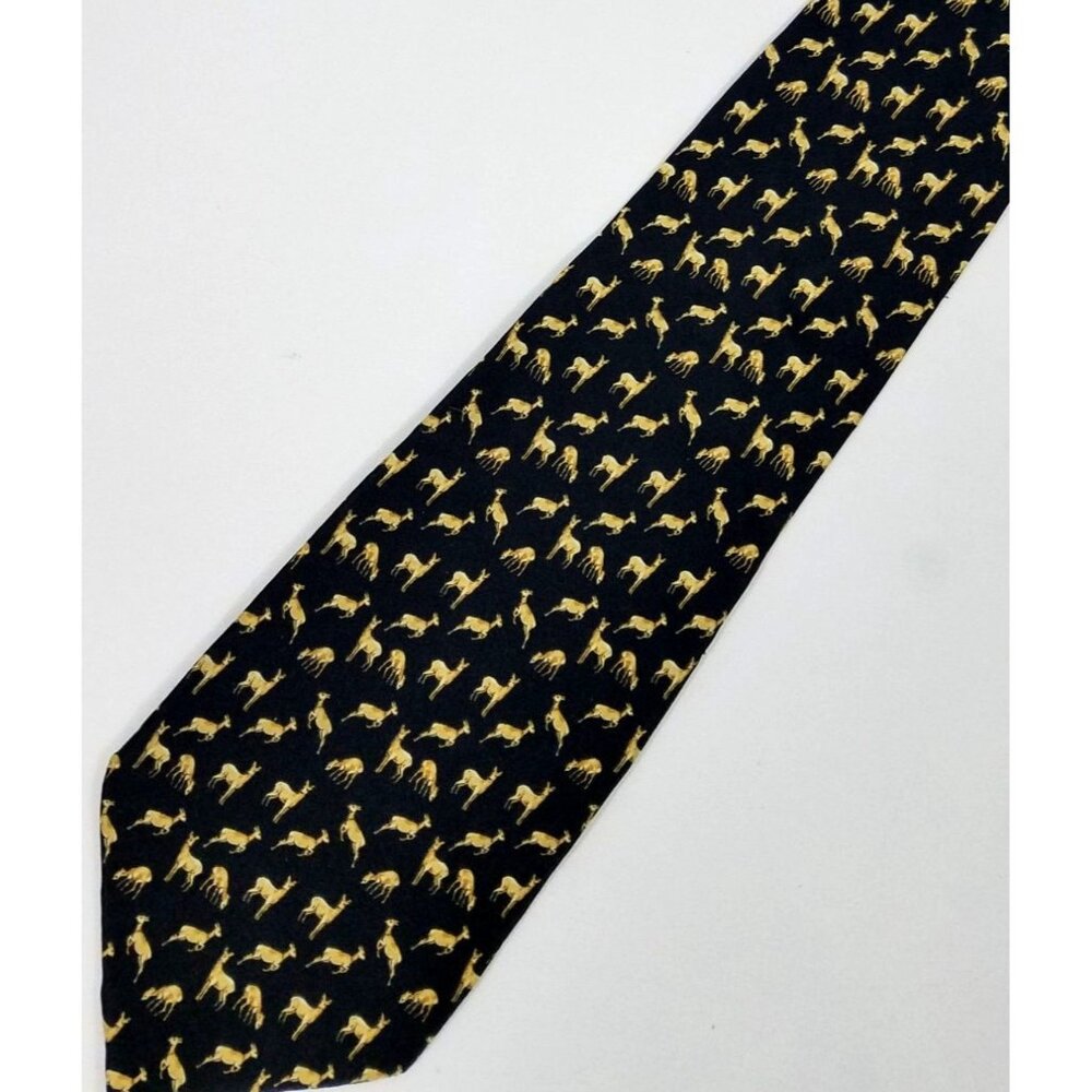 Museum Artifacts Mens Necktie Silk Deer Tie Black Background